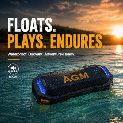 AGM MagROCK Magnetic Bluetooth Speaker, IP67 Waterproof & Floatable, Strong Magnet Mount for Fridge & Toolbox, Drop-Proof Rugged Portable with RGB Lights, TWS Stereo, for Shower, Garage, Outdoor - Thumbnail 5