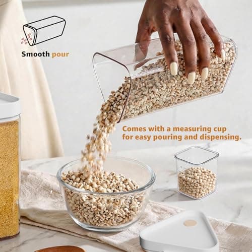Slow Slog 6-Grid Rotating Grain Storage Bins & Pantry Food Organizer, Dry Food Canister Set for Cereal, Grain, Snacks, Coffee Beans, Kitchen Countertop Storage - Thumbnail 3