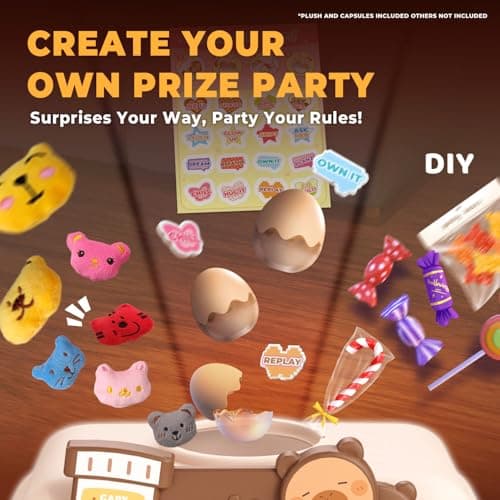 Claw Machine for Kids, Capybara Mini Machine for Age 3+, Toy Claw Machines with Plush and Squishy Prizes for Girls, Candy Grabber Dispenser Toy for Boys, Birthday Gifts for Kids Age 3 4 5 6 7 8 - Thumbnail 6