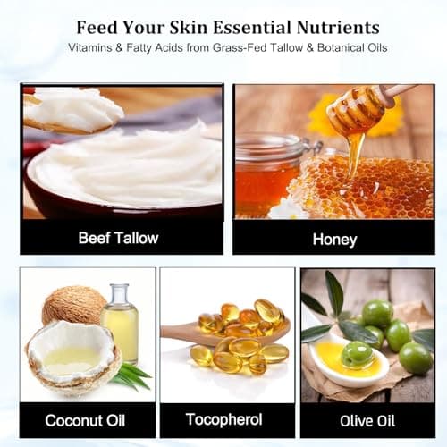 Tallow and Honey Balm - 2025 Natural Beef Tallow Cream for Skin, 4.23 OZ Tallow Face Moisturizer for Cracked & Dry Skin, Hydrating Deeply Nourishing Organic Beef Tallow Cream for Face & Body Skin Care - Thumbnail 2
