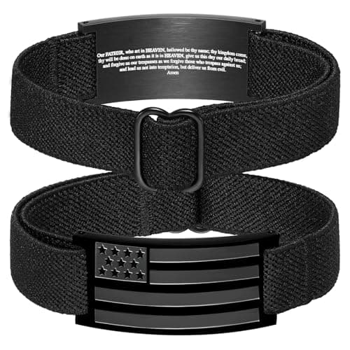 GLEZZA Lord's Prayer Bracelets for Boy Men American Flag Cross Inspirational Motivational Bracelet Bible Verse Christmas Birthday Easter Jewelry Gifts for Son Boyfriend Husband - Image 1