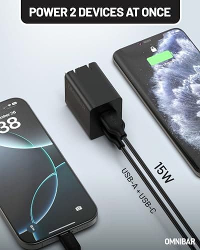 Omnibar 35W USB C Charger, 2-Port GaN Compact Type C Charger Fast Charging Block, Foldable PD 3.0 PPS Power Adapter with 4FT USB-C Cable for iPhone 17 16, Galaxy S26 S25, iPad Pro, Speakers, AirPods 4 - Thumbnail 3