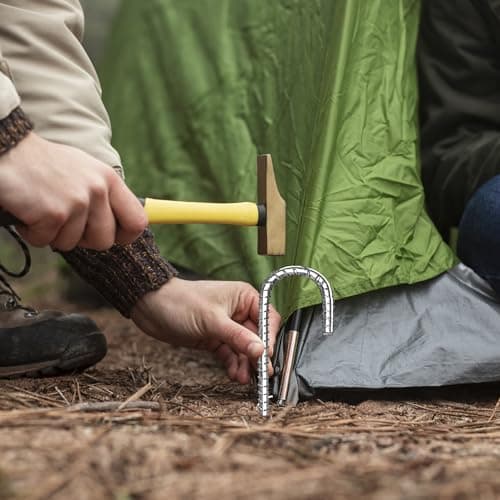 Tingyuan 12 Pack 12 Inch Rebar Stakes Heavy Duty J Hook Ground Anchors, Anti Rust Metal Steel Tent Stakes Garden Fence Stakes, Silver - Thumbnail 5