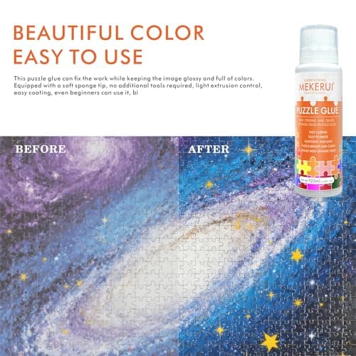 Puzzle Glue with Built-in Sponge Applicator – Clear Jigsaw Puzzle Glue for Preserving, Sealing & Framing Finished Puzzles, Dries Clear, Strong Hold, No Streaks – 120ml - Thumbnail 3