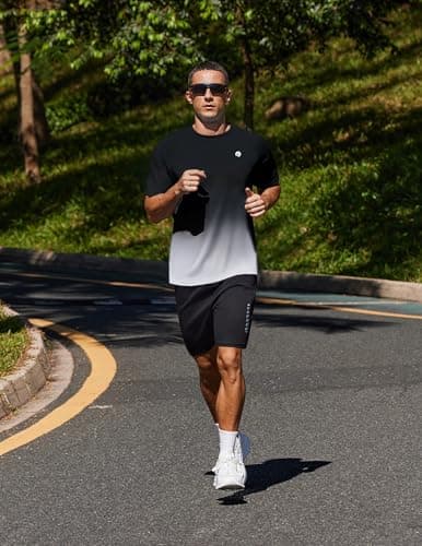 PINSPARK Crewneck Workout Shirts for Men Quick Dry Running Athletic Tee Shirts Mens Lightweight Short Sleeve Casual Basic Tops S - Thumbnail 3