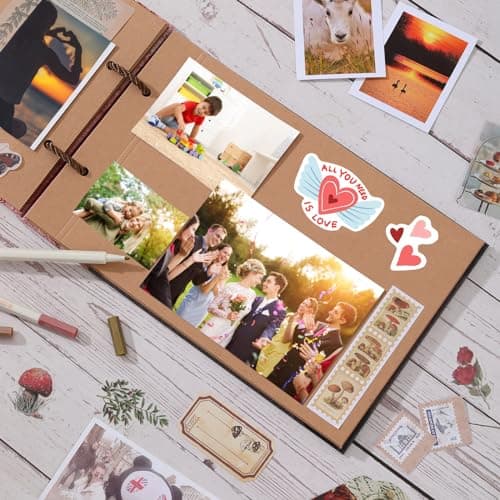 Our Adventure Book Scrapbook Photo Album Travel Journal Book,Retro Style Embossed Cover,Photo Book Kit,Memory Book,Travel Diary - Thumbnail 2