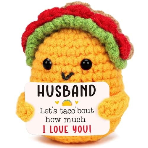 TuSuQing Birthday Gifts for Husband Christmas Anniversary Romantic Gift for Him Men I Love You Cute Decor, Funny Valentines Fathers Day Present to My Best Husband Ever Handmade Crochet Taco from Wife - Image 1