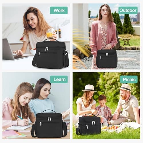 DALINDA Insulated Lunch Bag Lunch Box for Women Men,Leak-Proof Cooler Bag Lunchbox Lightweight for Work Picnic,Study,Beach,Camping,Travel - Thumbnail 6