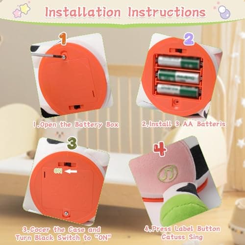 LLUKEME Cute Easter Dancing Cow Plush Toy with Wiggling Neck | LED Lights | Voice Record & Repeat | 10 Children’s Songs | Safe Toy for Boys Girls Age 1-3 | Easter Gifts for Toddlers - Thumbnail 6