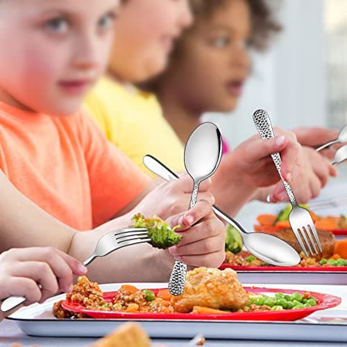 LIANYU 14-Piece Toddler Silverware Set, Stainless Steel Utensils Flatware Set for Children, Includes 7 Kids Spoons and 7 Kids Forks, Child Preschooler Cutlery, Dishwasher Safe - Thumbnail 6