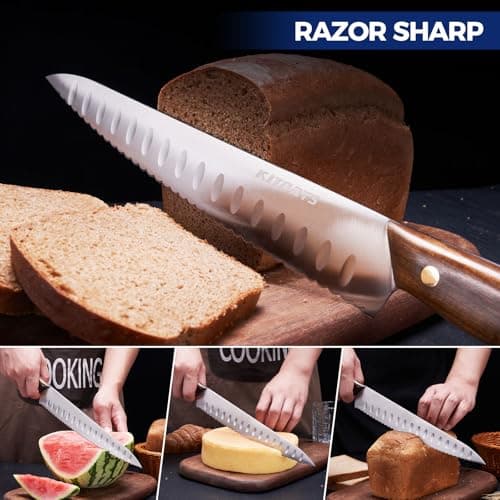 10"/8"Bread Knife set -Multifunction Serrated Knife Razor Sharp Slicer bread knife for homemade bread For Bread, Bagels, Cake, Baking, Efficient cutting Gifts Mother Fathers - Thumbnail 6
