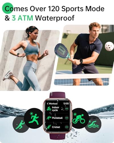 Smart Watches for Women, 1.83" Alexa Smart Watch for Android Phones & iPhones with Calls/Messages, 120+ Sport Modes Fitness Watches for Women Men with Heart Rate Monitor, Sleep/Activity/Health Tracker - Thumbnail 4