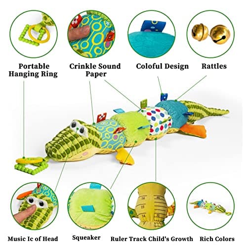 Jollybaby Baby Toys, Tummy Time Baby Toys 6-12 Month with Rattles, Crinkle, Newborn Musical Toy for Infant 0 3 6 9 12 Months Boys & Girls-Alligator - Thumbnail 2