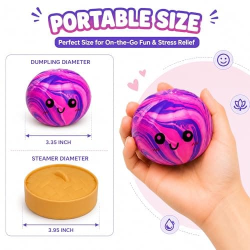 Marble Pink Dumpling Squishies, Colorful Squishies Dumplings, Cute Bao Squi-shys with Steamer Box, Surprise Dumpling Stress Ball, Soft Fidget Sensory Squeeze Desk Toy Gift - Thumbnail 5