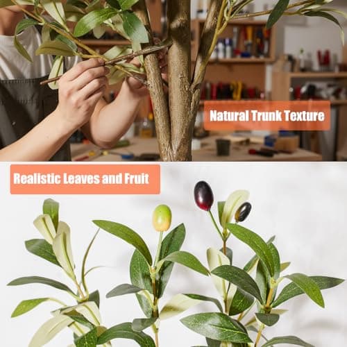6ft Artificial Olive Trees Indoor, Faux Olive Tree 6 Feet Fake Plants with Realistic Leaves Olive Silk Tree Home Bedroom Housewarming Gifts - Thumbnail 5