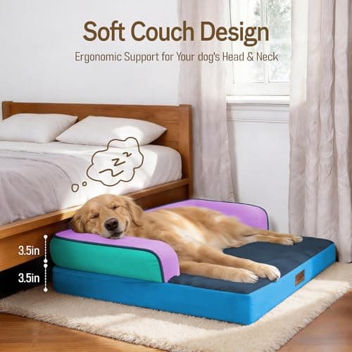 Comfort Expression Extra Large Dog Bed Orthopedic - XL Orthopedic Dog Beds Memory Foam Pet Couch Waterproof Sofa Bolster with Removable Cover - 42 x 30 - Thumbnail 3