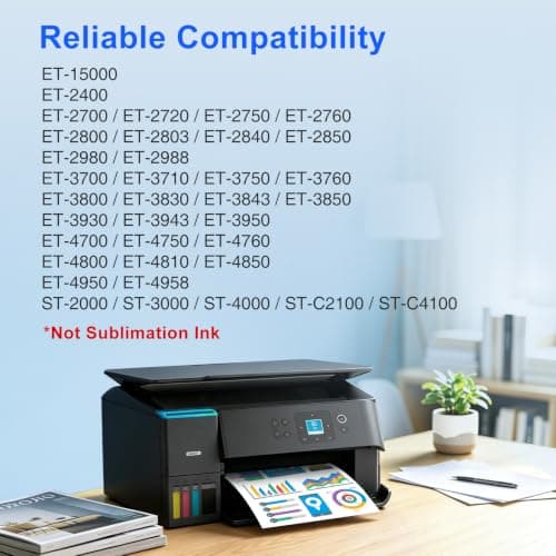 Replacement for Epson 502 Ink Refill Bottles High Capacity, Work with Epson EcoTank ET-2850 ET-3850 ET-4850 ET-15000 ET-3760 ET-2760 Printers, Replacement for Epson 502 Ink (5-Pack,2BK,CMY) - Thumbnail 2