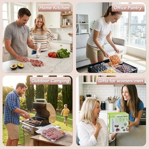 Vixino Compact Vacuum Sealer for Food (Vacuum Sealer Machine + 30 Reusable Vacuum Bags) Powerful Handheld Vacuum Sealer Machine, Extend Freshness up to 10X Longer, Portable & Cordless - Thumbnail 6