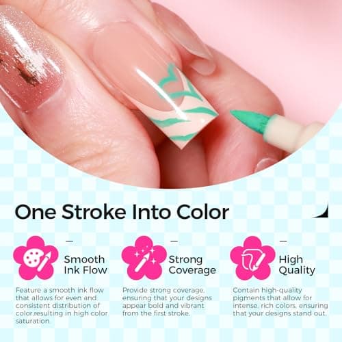 6 Color 3D Nail Art Pens Set, 0.7MM Nail Polish Pens Quick-Drying Acrylic Paint Markers, DIY Nail Design for Dotting Drawing Painting Liner, Home & Salon Manicure Tools Christmas Beginners Gifts - Thumbnail 6