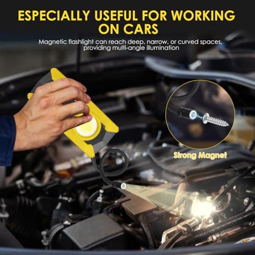 Rechargeable LED Work Light, OTYTY 40W 2000LM Magnetic Work Light Battery Powered Portable Flood Light with Gooseneck Flashlight for Car Repairing, Camping, Inspection - Thumbnail 2
