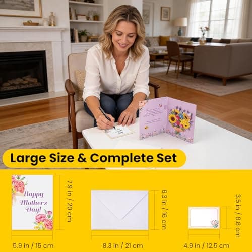 mountova Mothers Day Card with Sound & Motion, Musical Sunflower Bouquet Mother's Day Card, Heartfelt Mothers Day Gifts for Mom, Grandma, Wife, Daughter, 5.9 x 7.9Inch - Thumbnail 6