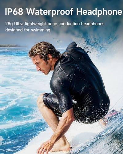 Swimming Headphones, Bone Conduction Headphones, Built-in MP3 Player with 32GB Memory, 10H Playtime, Bluetooth 6.0, IP68 Waterproof Open Ear Headphones for Swimming Underwater, Running, Surfing - Thumbnail 3