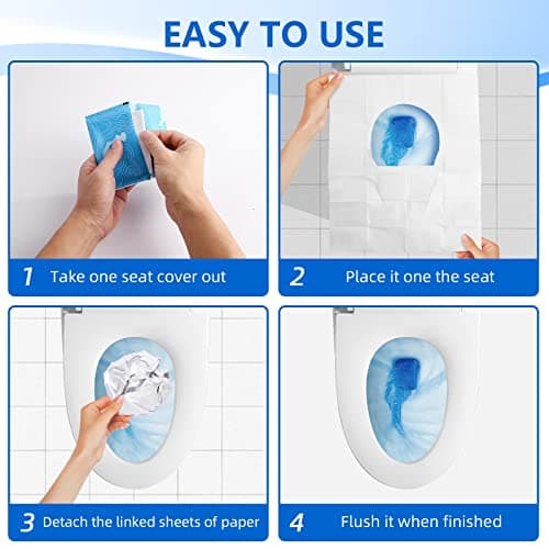 Toilet Seat Covers 120 Pack, Flushable Water Soluble, Biodegradable - Thumbnail 6