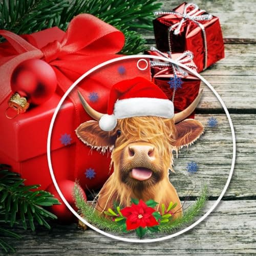 Highland Cow Ornaments for Christmas Tree,Farmhouse Ornament 2026,Farm Animal Christma Ornaments,Longhorn Cow Gifts for Women - Thumbnail 3