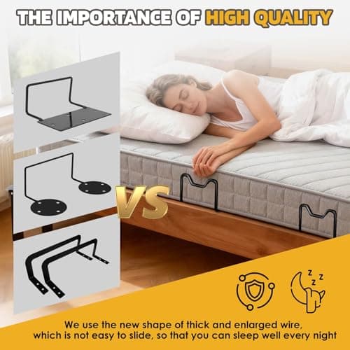 Mdkave Mattress Slide Stopper,Mattress Retainer Bar,Mattress Retainer Bar for Adjustable Bed,Wider Taller Non Slip Mattress Gripper,Anti Mattress Slide for Most Soft Bed(Black,3.93" H,4 Pack) - Thumbnail 4