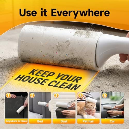 Lint Roller, 800-Sheet Extra Sticky Rollers for Pet Hair, 4 Handles, Value Pack for Dogs, Cats, Clothes, Carpet, Furniture - Thumbnail 6