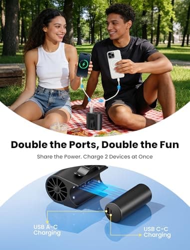 HandFan Portable Waist Fan with Removable Battery, 19000RPM 5-Speed Strong Airflow, 5200mAh Rechargeable Belt Clip Fan, 2-in-1 Under Shirt/Neck Wearable Fan with Lanyard for Outdoor Jobsite Camping - Thumbnail 4