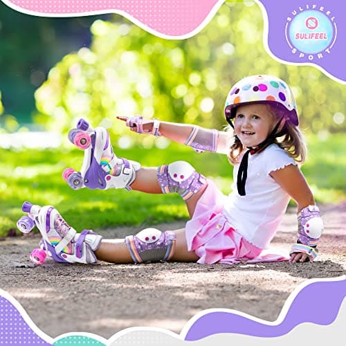 SULIFEEL Rainbow Unicorn 4 Size Adjustable Roller Skates for Girls Boys for Kids Ages 3-5 5-8 6-12 Children Skates Indoor Outdoor - Thumbnail 6