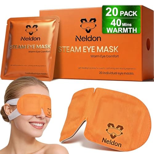 Neldon Steam Eye Mask Disposable 20 Pack, Self Heating Heated Warm Compress for Dry Eyes, Self-Warming Eye Pad for Sleep Travel Spa, Relaxation Gift for Women Men - Image 1