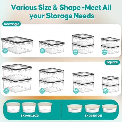 TOPCHASE 40 PCS Food Storage Containers with Lids Airtight (20 Containers & 20 Lids) - Plastic Food Containers for Kitchen Storage Reusable BPA-Free Leakproof Meal Prep Container with Labels & Pen - Thumbnail 2
