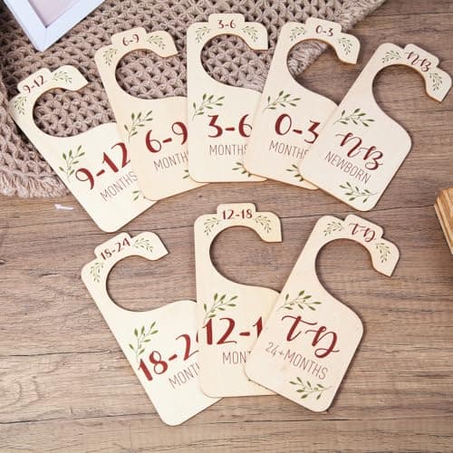 VKDDM Wooden Baby Closet Dividers - Set of 8 Baby Clothes Organizer from Newborn to Toddler, Double-Sided Gender Neutral Baby Clothes Dividers - Thumbnail 3