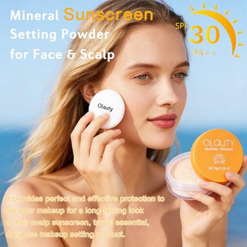 Mineral Powder Foundation for Face & Scalp, SPF 30, Translucent Loose Setting Powder Sunscreen Foundation Makeup,Matte Oil Control Natural Finishing Face Powder,Lightweight,Long-Lasting (#02 Medium) - Thumbnail 2