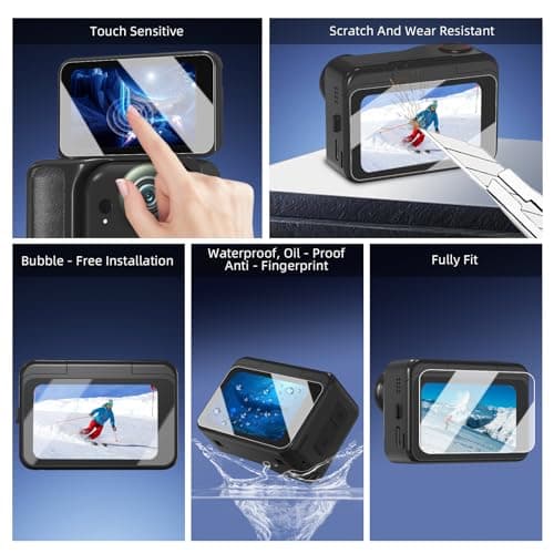 Flymile Small Carrying Case + 2 Pack Screen Protector for Insta360 GO Ultra, PU Hard Portable Travel Storage Bag With Carabiner & Wrist Strap, Tempered Glass Film Protective Lens Cover Accessories Kit - Thumbnail 4