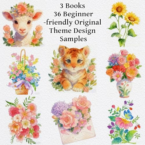 Kalysky 8.5 * 11" Watercolor Workbook,3 Watercolor Coloring Books for Adults,Water Color Book kit for Adults Beginner,160GSM Cold Press Textured Thick Paper - Thumbnail 3