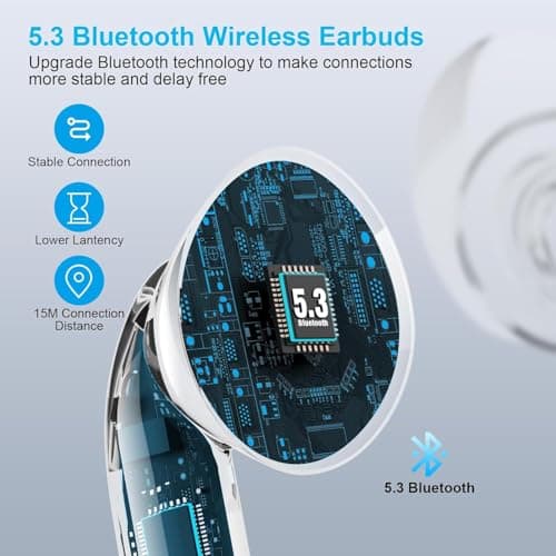 Wireless Earbuds for iPhone, 5.3 Bluetooth Headphones for Apple Earbuds Wireless, ENC Noise Cancelling 40Hrs Playback in Ear Air Buds Pods HiFi Bass for iPhone 17 16 15/iPad/PC/Laptop/Switch/White - Thumbnail 2