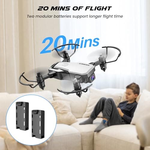 SIMREX Drone With Camera for Kids Adults,Mini RC Quadcopter Foldable,Altitude Hold, 3D Flip, Headless Mode, Gravity Control, 2 Batterie, Gifts for Kids, Adults, Beginner (New White) - Thumbnail 6