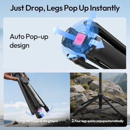 ULANZI Magnetic Phone Tripod, MT85 Auto Open Tripod for Magsafe with Enhanced 4-Leg, 60'' Selfie Stick Extendable Phone Stand, Content Creator Essentials for iPhone 17/16/15/14/13/12 Black - Thumbnail 2