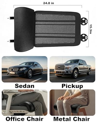 Car Seat Leg Extender Cushion, Memory Foam Under-Thigh Support Car Seat Cover– Breathable PU Leather, Non-Slip Secure Fit for Driver Seat and Office Chair, Ideal for Long Drives & Road Trips - Thumbnail 2