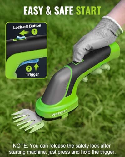 WORKPRO 3.6V Hedge Trimmer Cordless, 2-in-1 Electric Hedge Trimmer & Grass Cutter with 4.0Ah Removable Battery & Type-C Cable, Lightweight Bush Trimmer for Lawn & Garden - Thumbnail 6