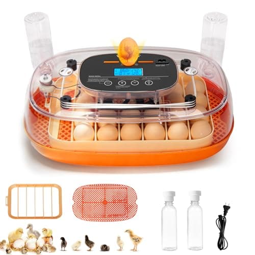 Incubators for Hatching Eggs, 24 Egg Incubator, Automatic Egg Turner with Humidity Control & Digital Temperature, Hatch Day, Auto Water Refill, 360°Viewing for Chicken, Duck, Quail, Duck, Goose