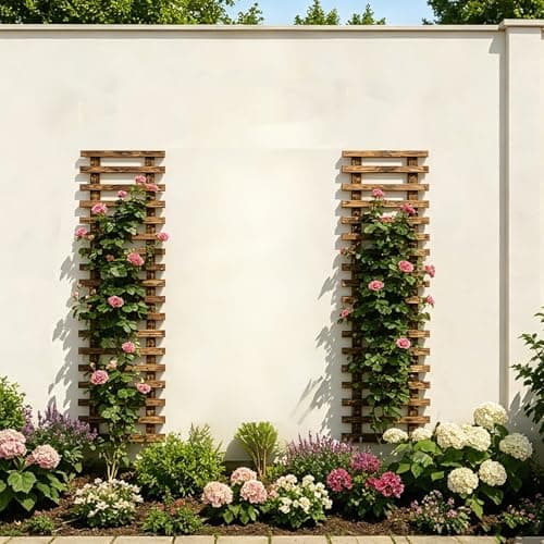 2 Pcs Wall Planter for Indoor Outdoor Plants - Wooden Wall Amounted Plant Holder for Hanging Pots, Vertical Pack Wood Garden Trellis for Climbing Plants Orchid Ivy Vine Rose Patio Home Decor, 47.24" - Thumbnail 4