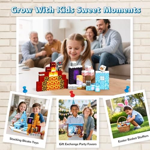 Hiwawind Magnetic Blocks Set, Ice Princess Castle & Lava Realm Fantasy World Building Toys, STEM Montessori Toys for 3 4 5 6 7 8 Year Old Boys Girls, Creative Birthday Gifts for Kids - Thumbnail 4