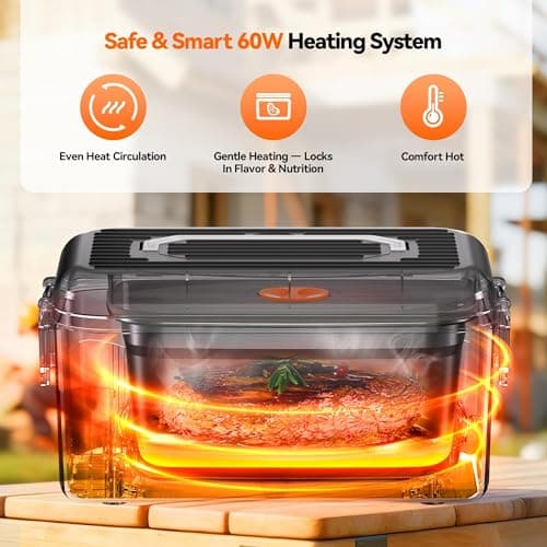 DOLOPL Cordless Electric Lunch Box for Adults, Portable Rechargeable Heated Lunch Box with Scheduled Heating, 6-Cup Leak-Proof Design, Bonus Ice Pack & Insulated Bag for Work, Travel, Office - Thumbnail 3