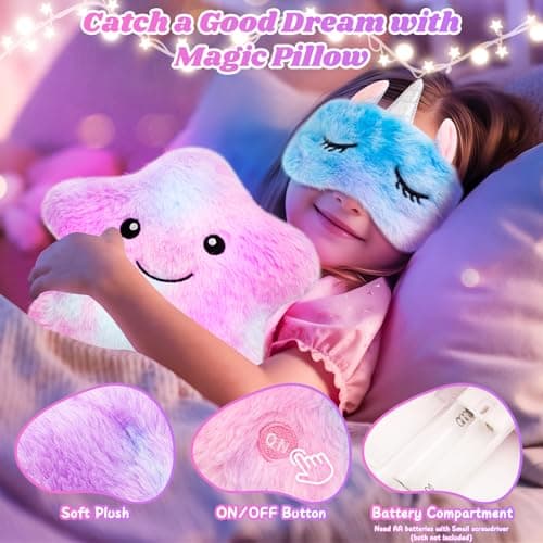 Suyaequt Mermaid Toys Gifts for Girls Age 4-6 7 8 9 10, Unique Girls Birthday Gifts Set with Locked Diary, Kids Purse, Plush Light Up Star Pillow, DIY Water Bottle Kits, for Christmas - Thumbnail 3