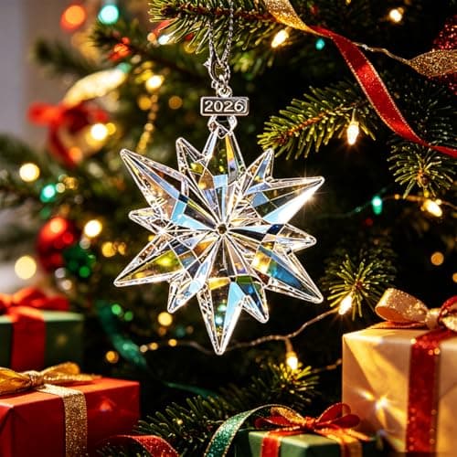 2026 Annual Christmas Ornaments Crystal Snowflake Star, Sparkly Crystal Ornament for Christmas Tree, Beautiful Ornaments for Women Girls - Thumbnail 3