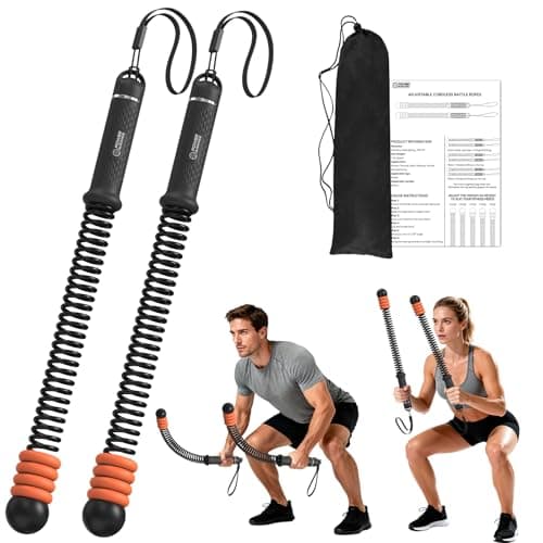 Power GUIDENCE Adjustable Weighted Ropeless Battle Ropes with 4 Resistance Rings, Portable Cordless Battle Rope for Home Gym, Progressive Strength & Low-Impact HIIT Training for Men & Women，Black - Image 1